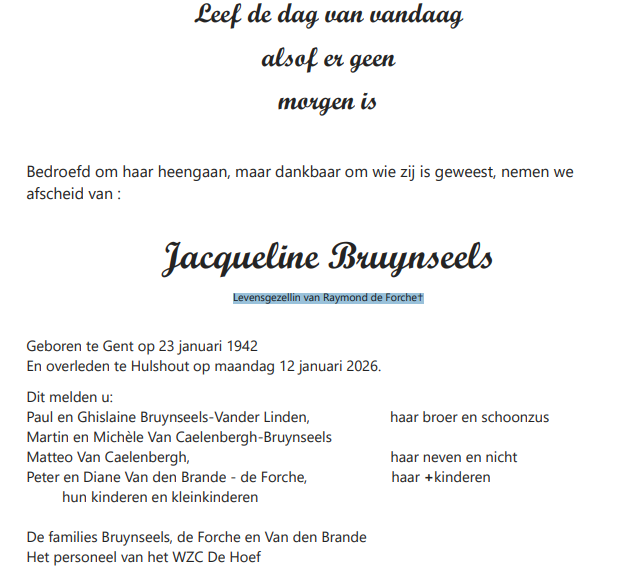 Overlijden Bruynseels J